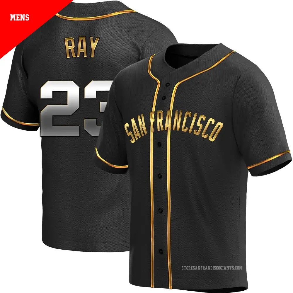 Men s 23 Robbie Ray San Francisco Giants Gold Replica Black en Alternate Jersey